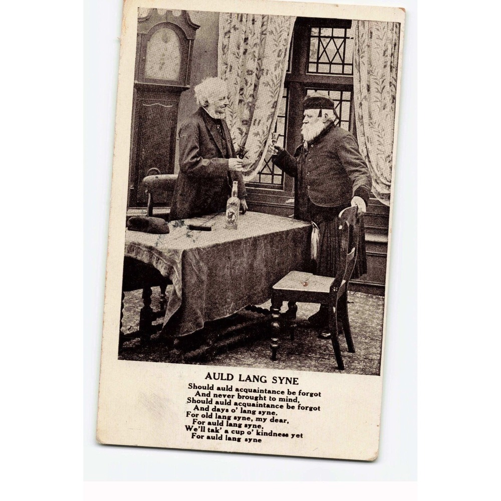 Antique 1907 Auld Lang Syne Postcard Pittsburgh PA Postmark Kilt Toast Sepia